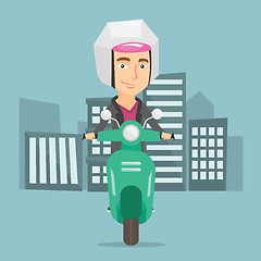 Image showing Man riding scooter in the city vector illustration