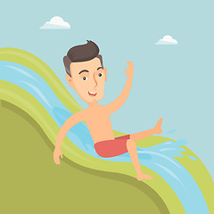 Image showing Man riding down waterslide vector illustration.