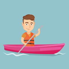 Image showing Sportsman riding a kayak vector illustration.