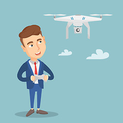 Image showing Man flying drone vector illustration.