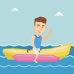 Image showing Tourists riding a banana boat vector illustration.