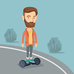 Image showing Man riding on self-balancing electric scooter.