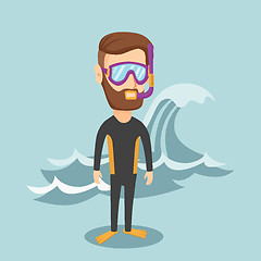 Image showing Young scuba diver vector illustration.