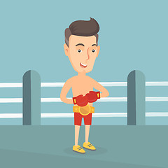 Image showing Confident boxer in the ring vector illustration.