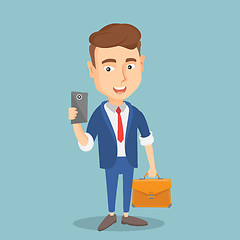 Image showing Businessman making selfie vector illustration.