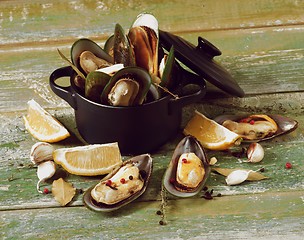 Image showing Boiled Green Mussels