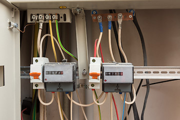 Image showing Two electronic electrical meters