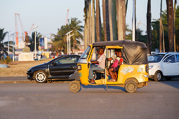 Image showing Traditional rickshaw with malagasy peoples in Toamasina, Madagascar