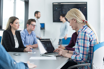 Image showing Business Team At A Meeting at modern office building