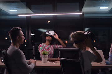 Image showing Multiethnic Business team using virtual reality headset