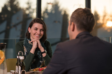 Image showing Couple on a romantic dinner at the restaurant