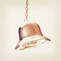 Image showing Shiny metal bell isolated on white background. 3d illustration. 