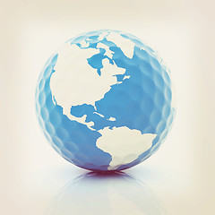 Image showing Conceptual 3d illustration. Golf ball world globe. Vintage style