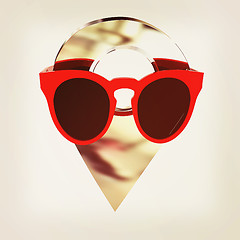 Image showing Glamour map pointer in sunglasses. 3d illustration. Vintage styl