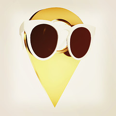 Image showing Glamour map pointer in sunglasses. 3d illustration. Vintage styl