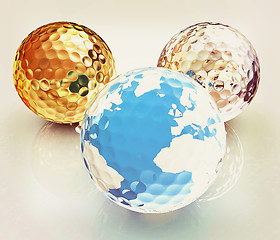 Image showing Global golf winner concept with golf balls. 3d illustration. Vin