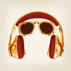 Image showing Sunglasses and headphone for your face. 3d illustration. Vintage