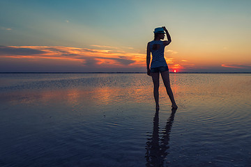 Image showing Beauty sunset on salty lake