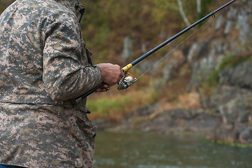 Image showing Fisherman at the Altai river