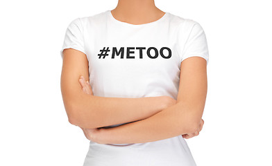 Image showing woman in t-shirt with metoo hashtag