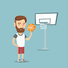 Image showing Hipster basketball player spinning a ball.