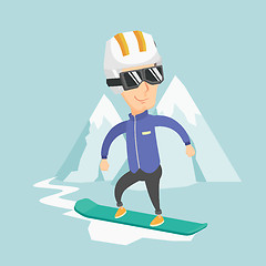 Image showing Adult man snowboarding vector illustration.