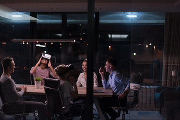 Image showing Multiethnic Business team using virtual reality headset