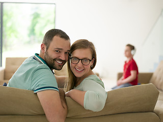 Image showing family with little boy enjoys in the modern living room