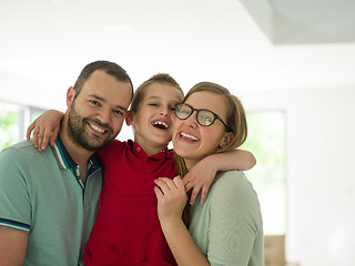 Image showing family with little boy enjoys in the modern living room