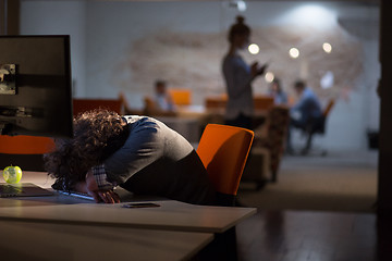 Image showing businessman relaxing at the desk