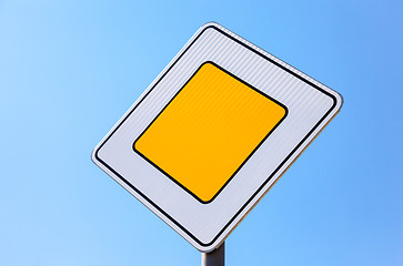 Image showing Traffic signs main road against the blue sky background