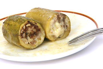 Image showing stuffed courgettes on dish