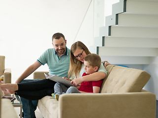 Image showing family with little boy enjoys in the modern living room