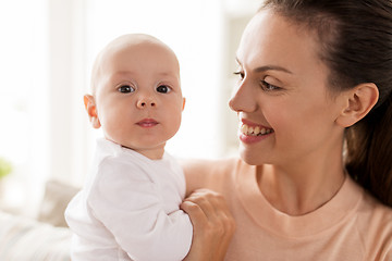 Image showing happy mother with little baby boy at home