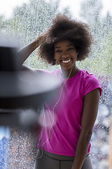 Image showing portrait of young afro american woman in gym