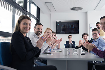 Image showing Group of young people meeting in startup office