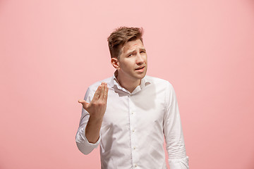 Image showing The happy business man standing and young man listening