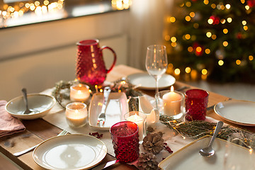 Image showing table served for christmas dinner at home