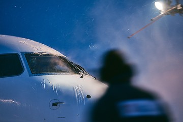 Image showing Deicing of airplane