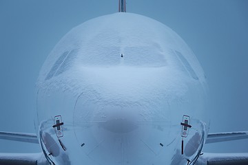 Image showing Airplane covered by snow