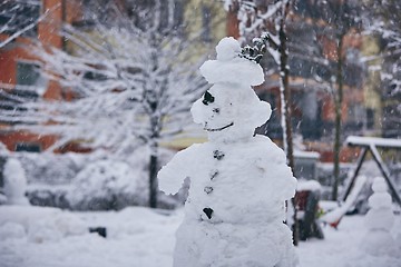 Image showing Big snowman in the city