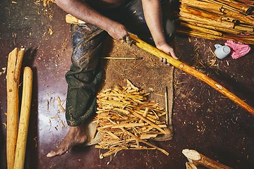 Image showing Production of the cinnamon sticks