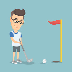Image showing Golfer hitting a ball vector illustration.