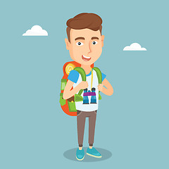 Image showing Cheerful traveler with backpack.