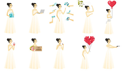 Image showing Vector set of illustrations with bride character.