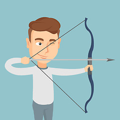 Image showing Archer training with a bow vector illustration.