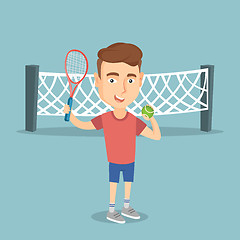 Image showing Caucasian tennis player vector illustration.