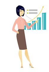 Image showing Successful business woman pointing at chart.