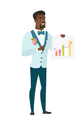 Image showing African-american groom showing financial chart.
