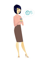 Image showing Asian business woman holding a mobile phone.